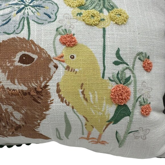 Threshold Bunny Chick Embroidered Pillow 100% Cotton Shell 19"x14" Spring Decor - Picture 4 of 16